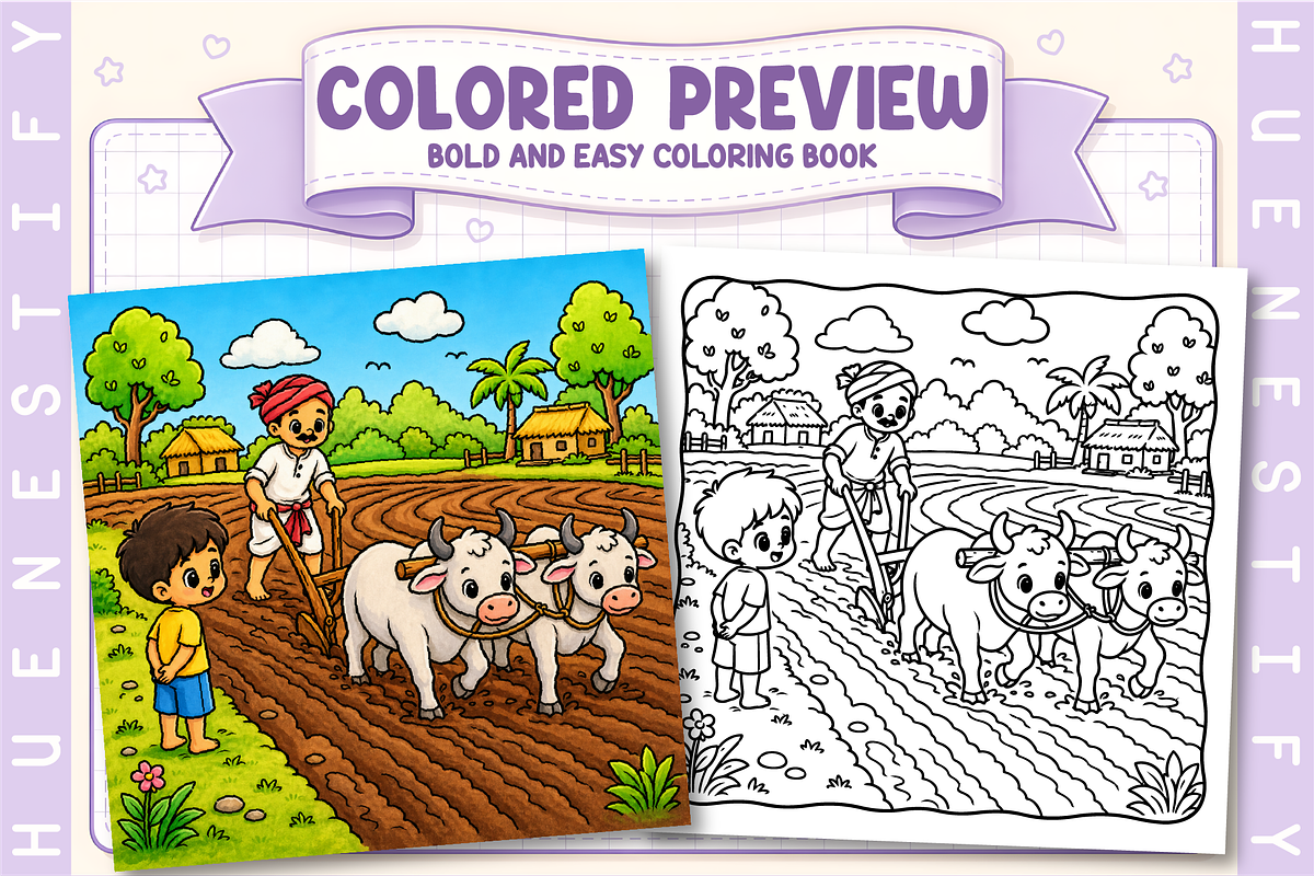 Village Day Story Coloring Book, a Person Illustration by HueNestify (Photo 2 of 5)