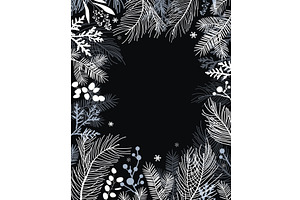 Christmas floral rectangle frame, an Illustration by Toltemara
