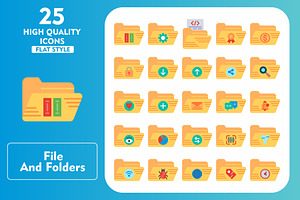 25 File and Folders Flat Icons, an Icon by Pexelpy