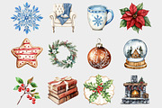 Watercolor Cozy Christmas Clipart, a Seasonal Illustration by Design Market (Thumbnail 3 of 5)