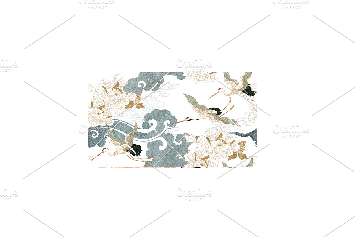 Crane birds with natural elements, a Pattern Graphic by marukopum (Photo 3 of 15)