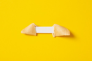 Concept of creative food, Chinese fortune cookies with predictio