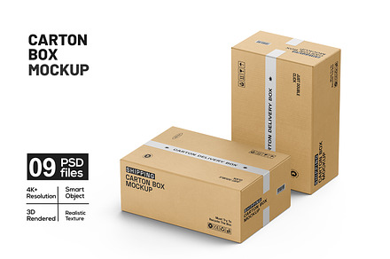 Cardboard Box with Tape Mockup, a Packaging Mockup by RamStudio2