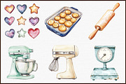 Watercolor Vintage Baking Clipart, an Illustration by Sublimation Artist (Thumbnail 3 of 6)