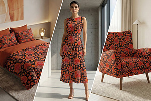 Modern Abstract Orange Rings Pattern, a Pattern Graphic by Gullenda