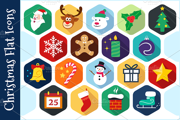 Christmas Flat Icons Vector
