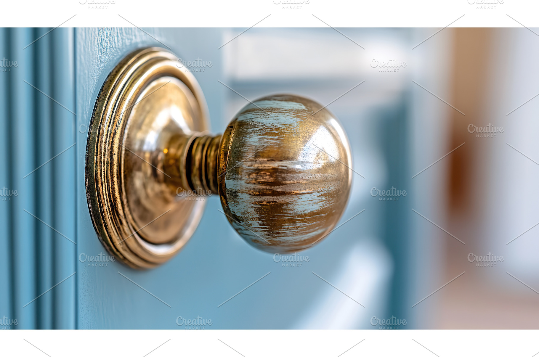 Elegant brass door knob on blue, an Arts & Entertainment Photo by Lermont51