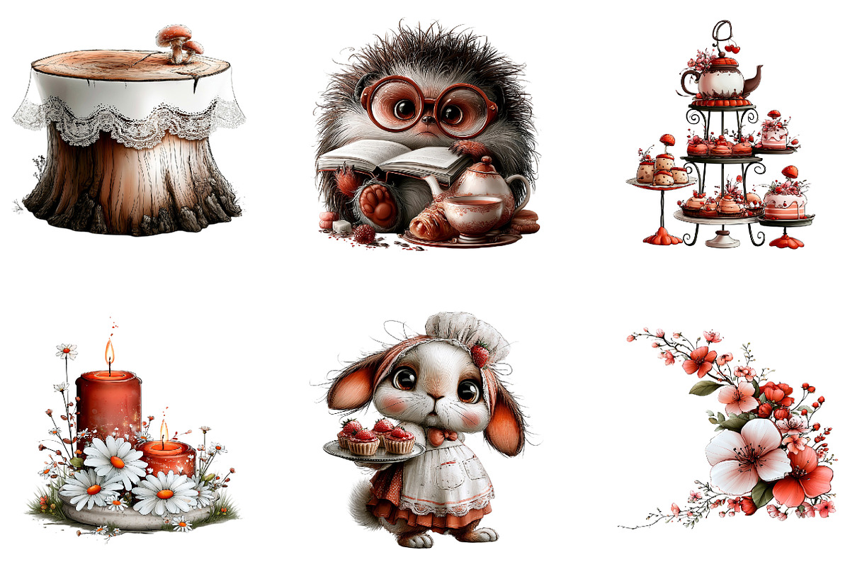 Vintage Tea Party Clipart, a Seasonal Illustration by CreationArt (Photo 2 of 5)