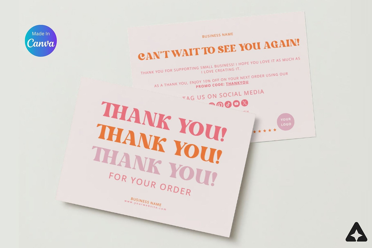 Retro Thank You Business Card Canva, a Marketing Template by Studioxhq (Photo 2 of 4)