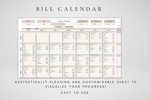 Bill Calendar Excel Template