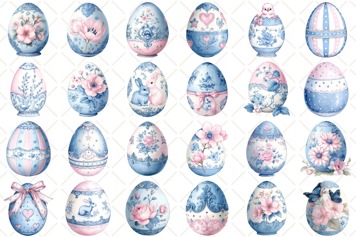 Watercolor Easter Eggs Clipart, an Illustration by Black Bird Studio (Photo 2 of 5)