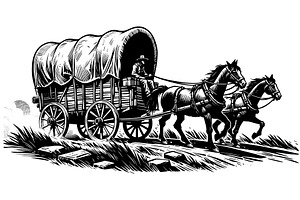 Covered Wagon Linocut