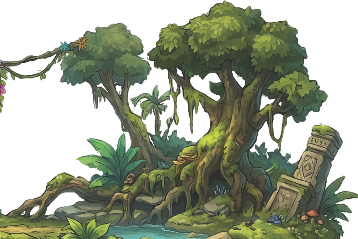 Prehistoric Jungle Platformer Game, a Background Graphic by 3D assets for your awesom (Photo 1 of 3)