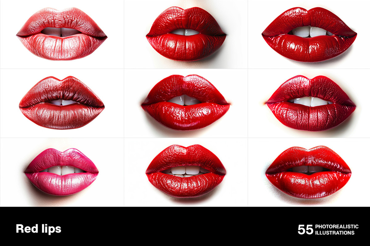 Red lips. Collection, a Beauty & Fashion Photo by Handmadefont (Photo 2 of 12)