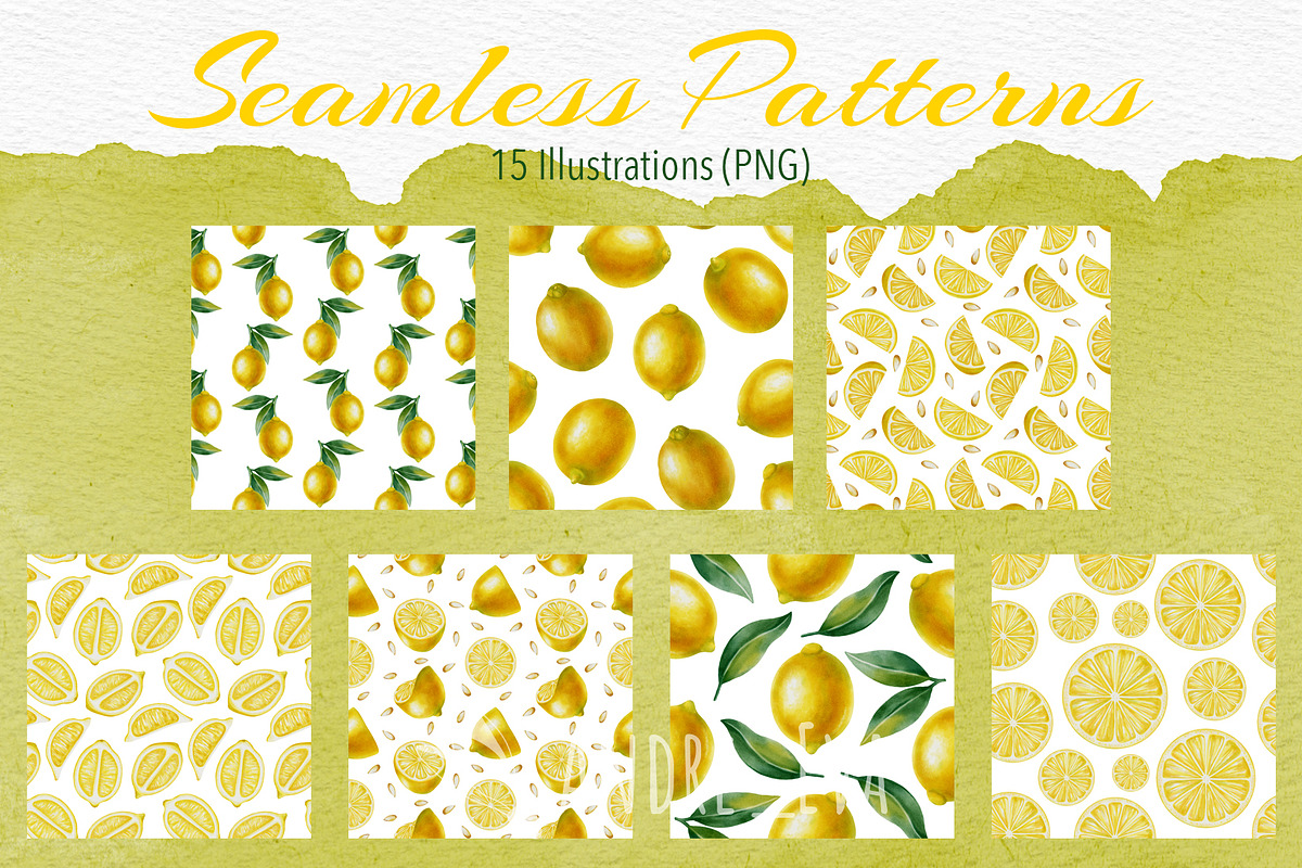 Lemon — Watercolor Illustration Set, a Food Illustration by Andre_Eva (Photo 10 of 12)