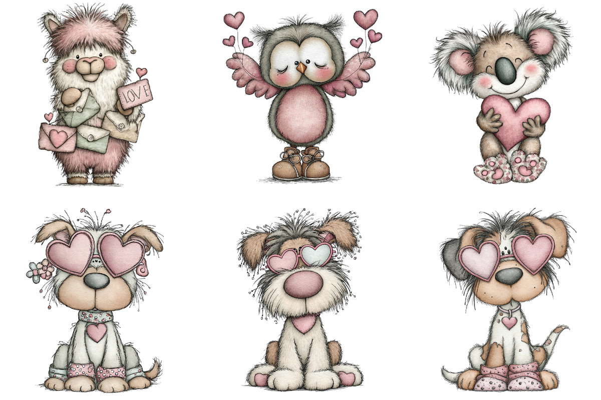 Whimsical Funny Animal Love Clipart, a Graphic by CraftArtStudio (Photo 5 of 6)