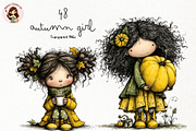 Autumn Girl PNG Clipart Bundle, a Seasonal Illustration by Nicolle's Colorful Art (Thumbnail 1 of 5)