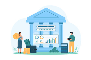 Accounting in bank mobile app, tiny, a Finance Illustration by Flashvector