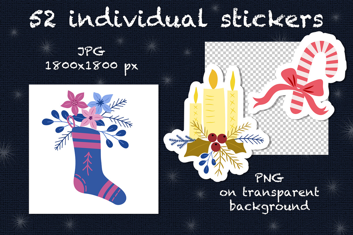 Christmas Stickers Bundle, an Illustration by rinaletters (Photo 5 of 7)