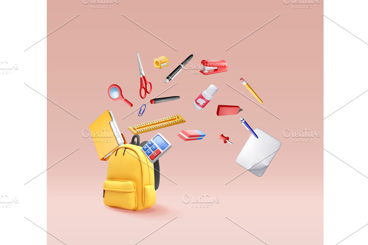 3D School backpack full of, an Object Illustration by Abscent