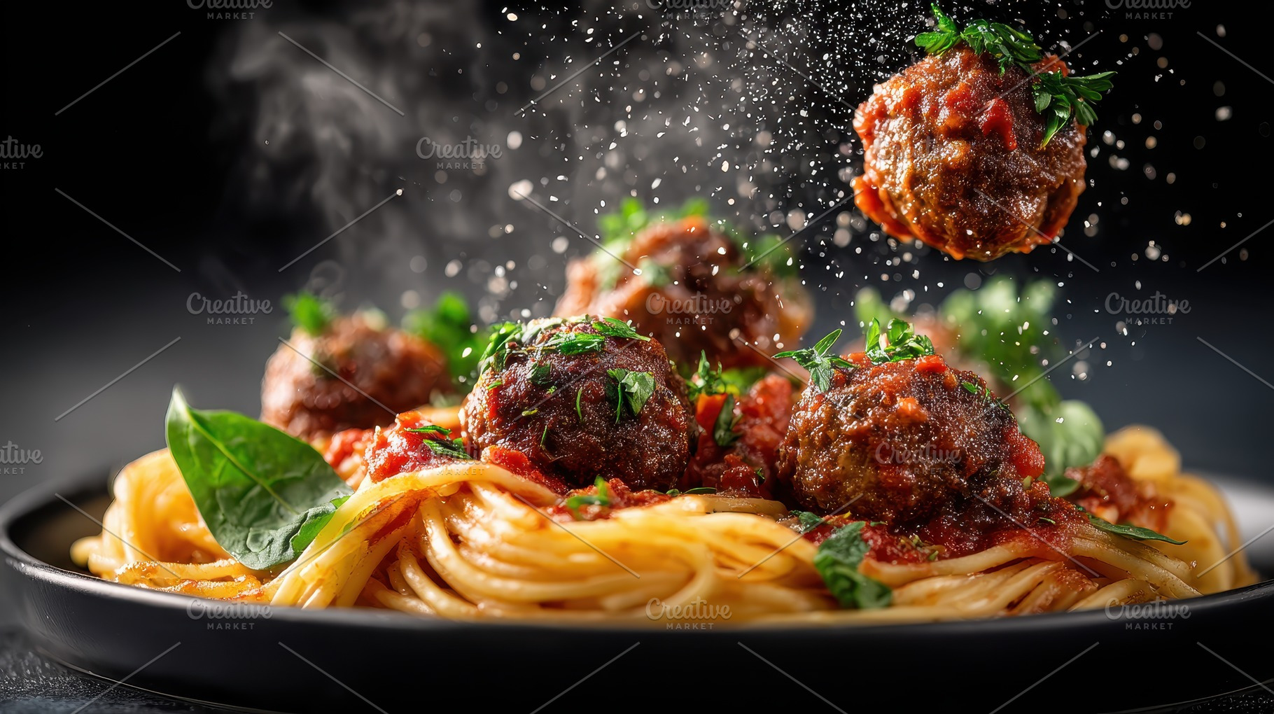 Delicious Meatballs and Spaghetti in, a Photo by Pixeness Studio