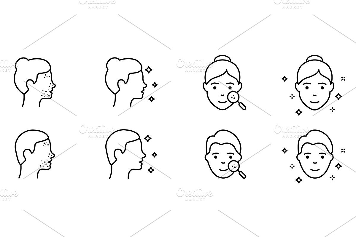 Woman and Man Faces Outline Icon, a Person Illustration by Vector Creator
