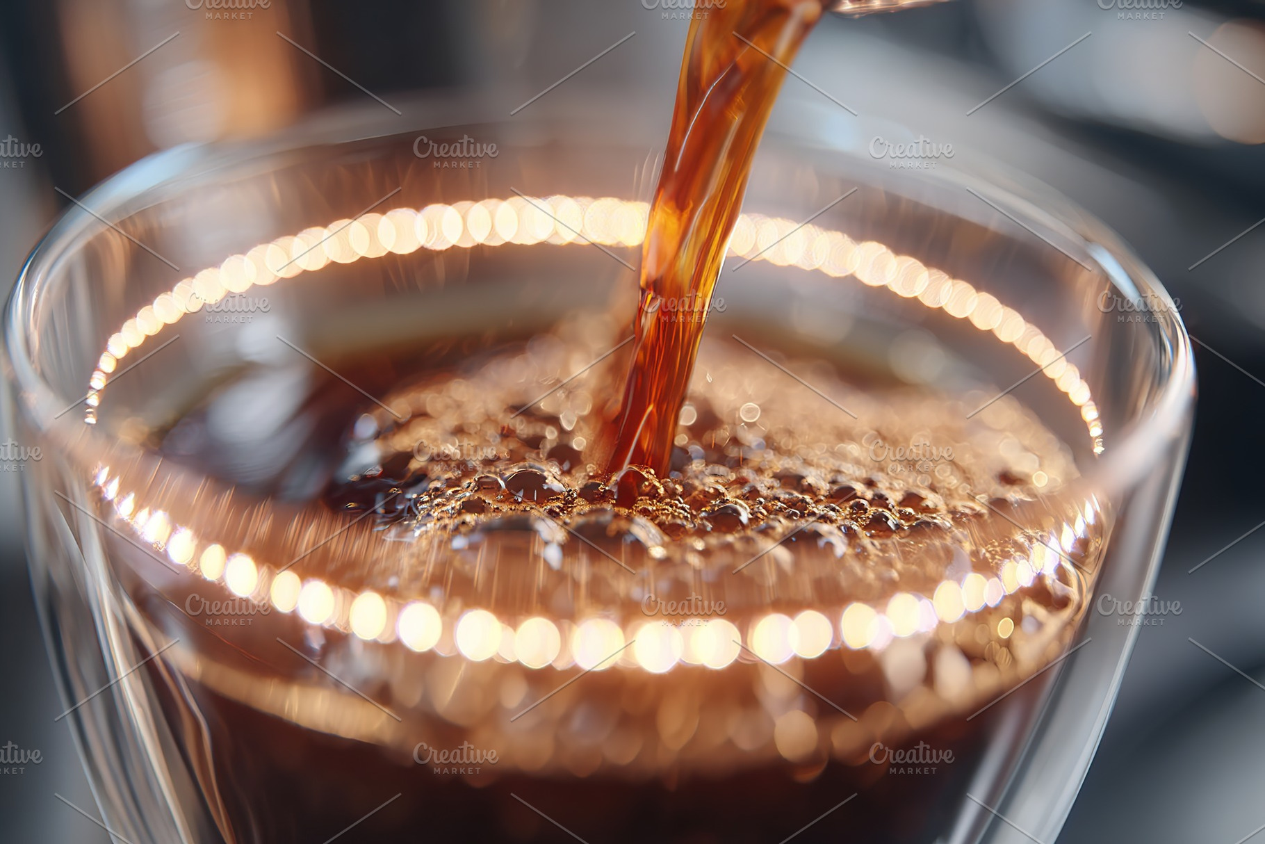 Drip coffee brewing under soft LED lights in a modern kitchen space, a Food & Drink Photo by AlyaAnd