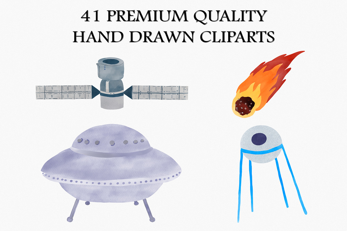 Watercolor Space Clipart Set, an Illustration by CropUp Creative (Photo 2 of 4)