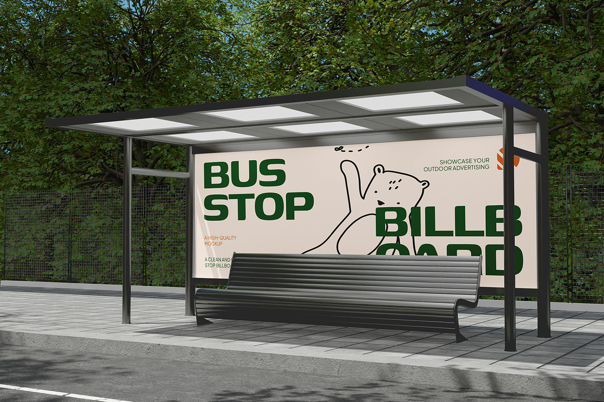 Bus Stop Billboard Mockup, an Advertising Mockup by Unerispace (Photo 3 of 5)