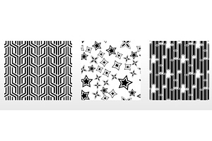 Geometric set of seamless black and, a Pattern Graphic by RODINA