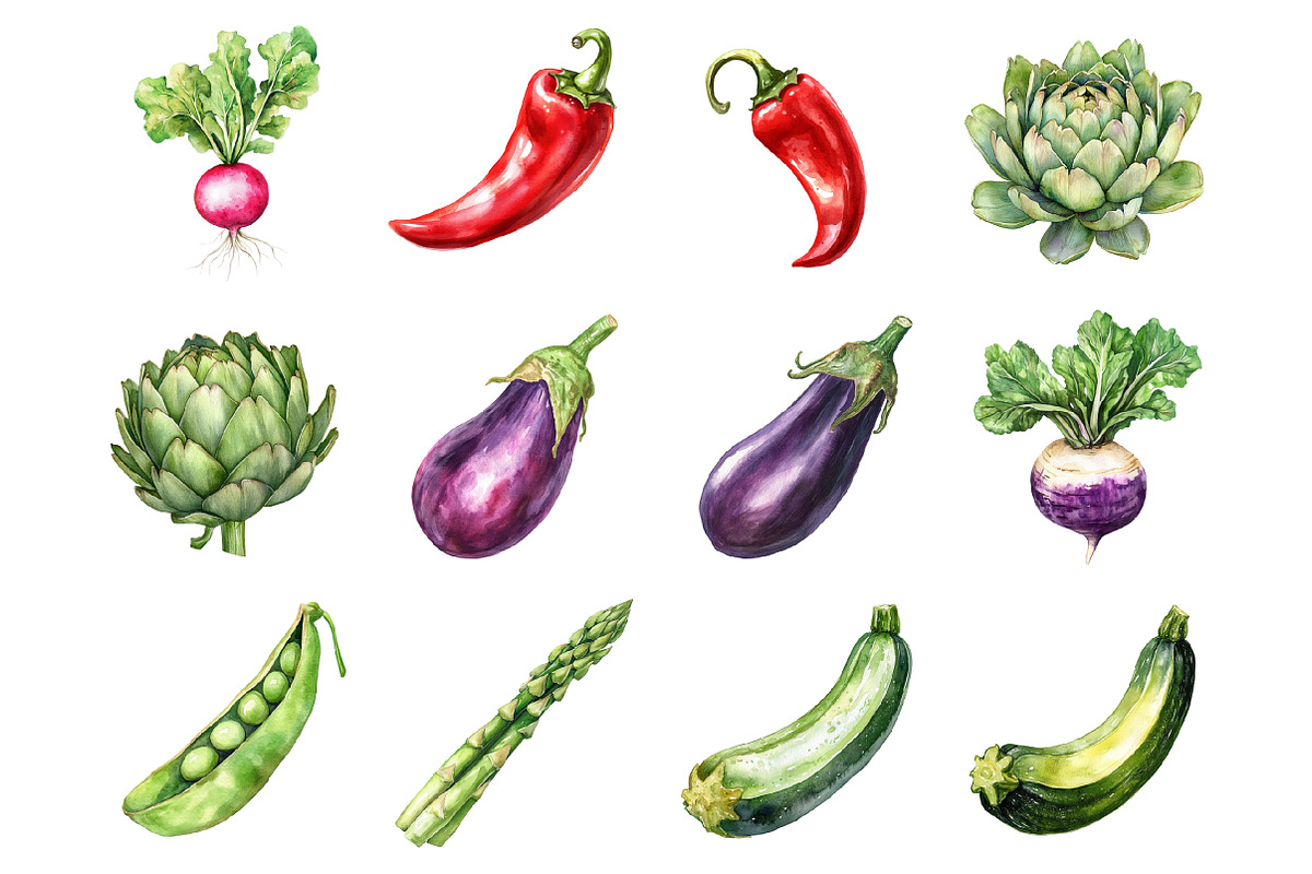 Watercolor Nature Vegetable Clipart, a Graphic by CitraGraphics (Photo 4 of 5)