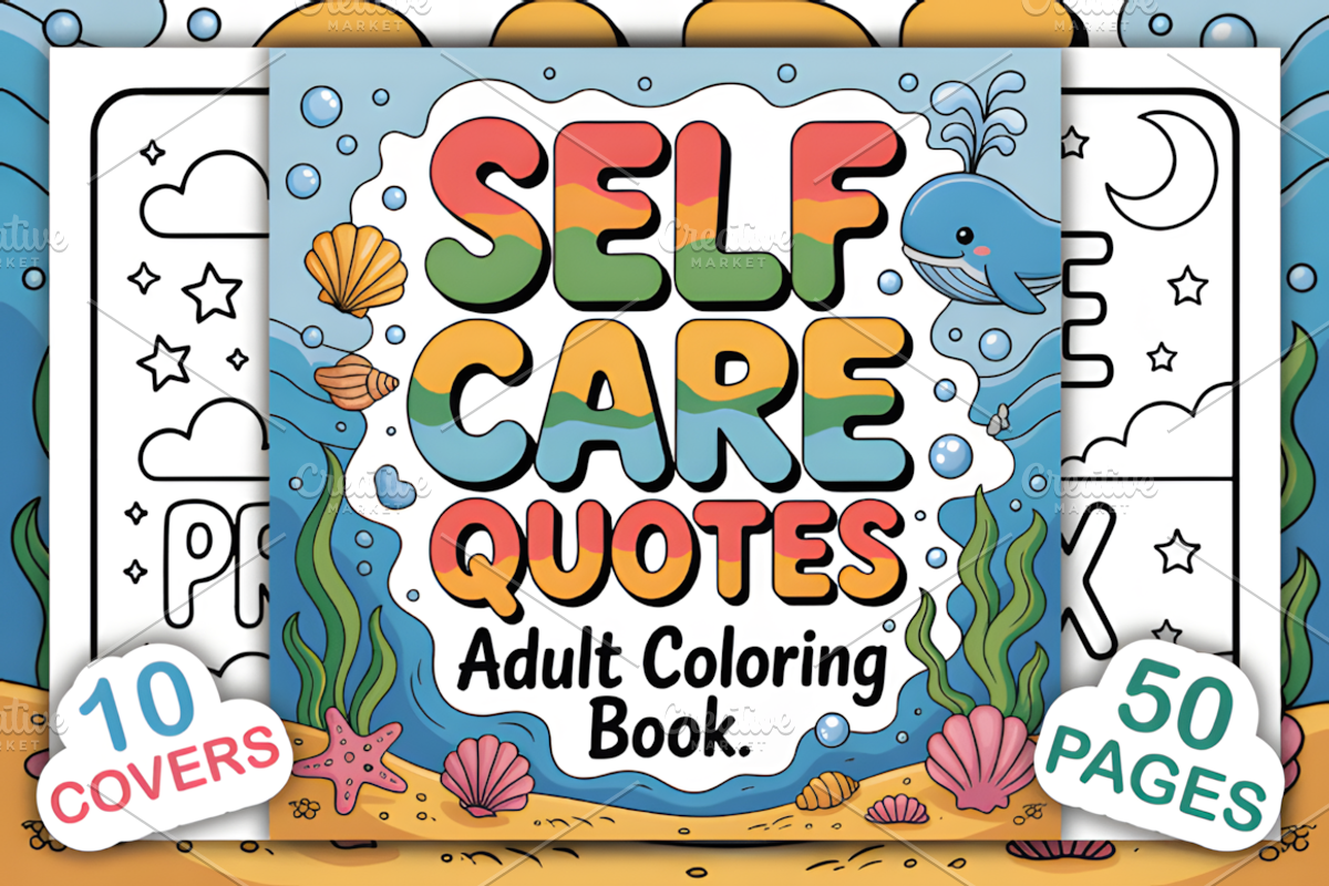 Self Care Quotes Coloring Book, a Decorative Illustration by Design Station (Photo 1 of 4)