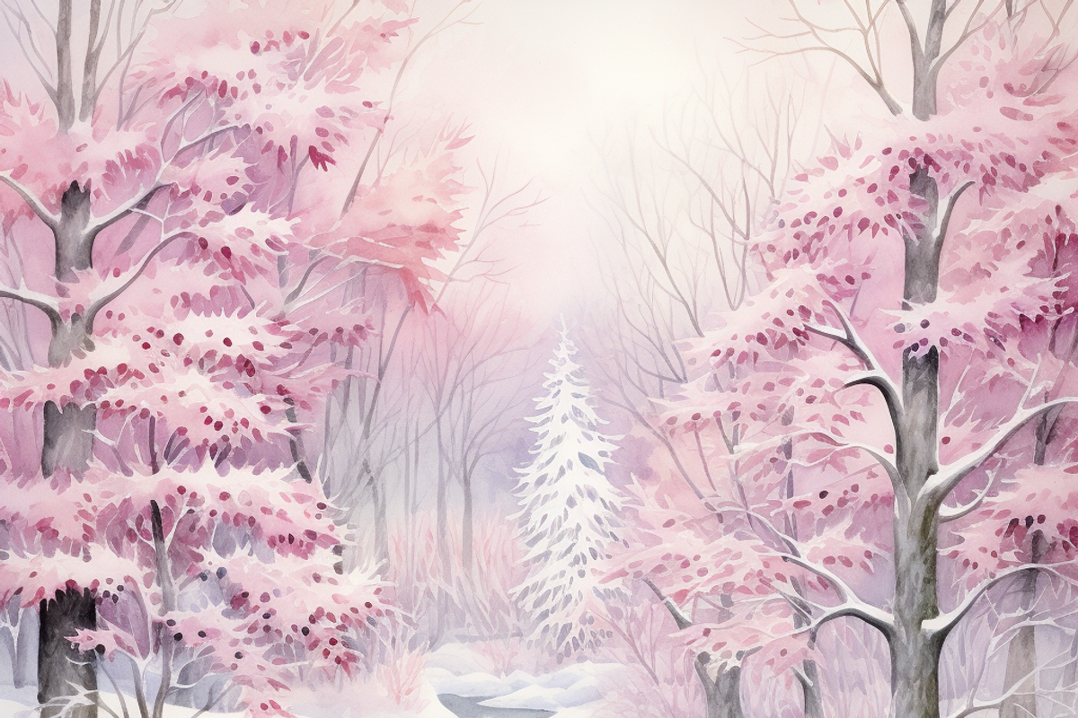 Pink Winter Landscape Background