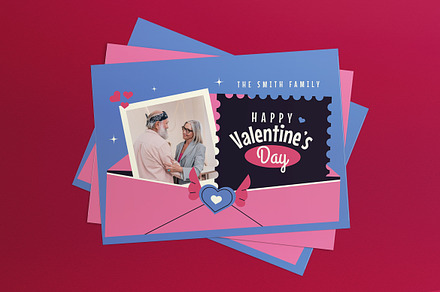 Flat Design Valentine Greeting Card, a Card Template by graphicook
