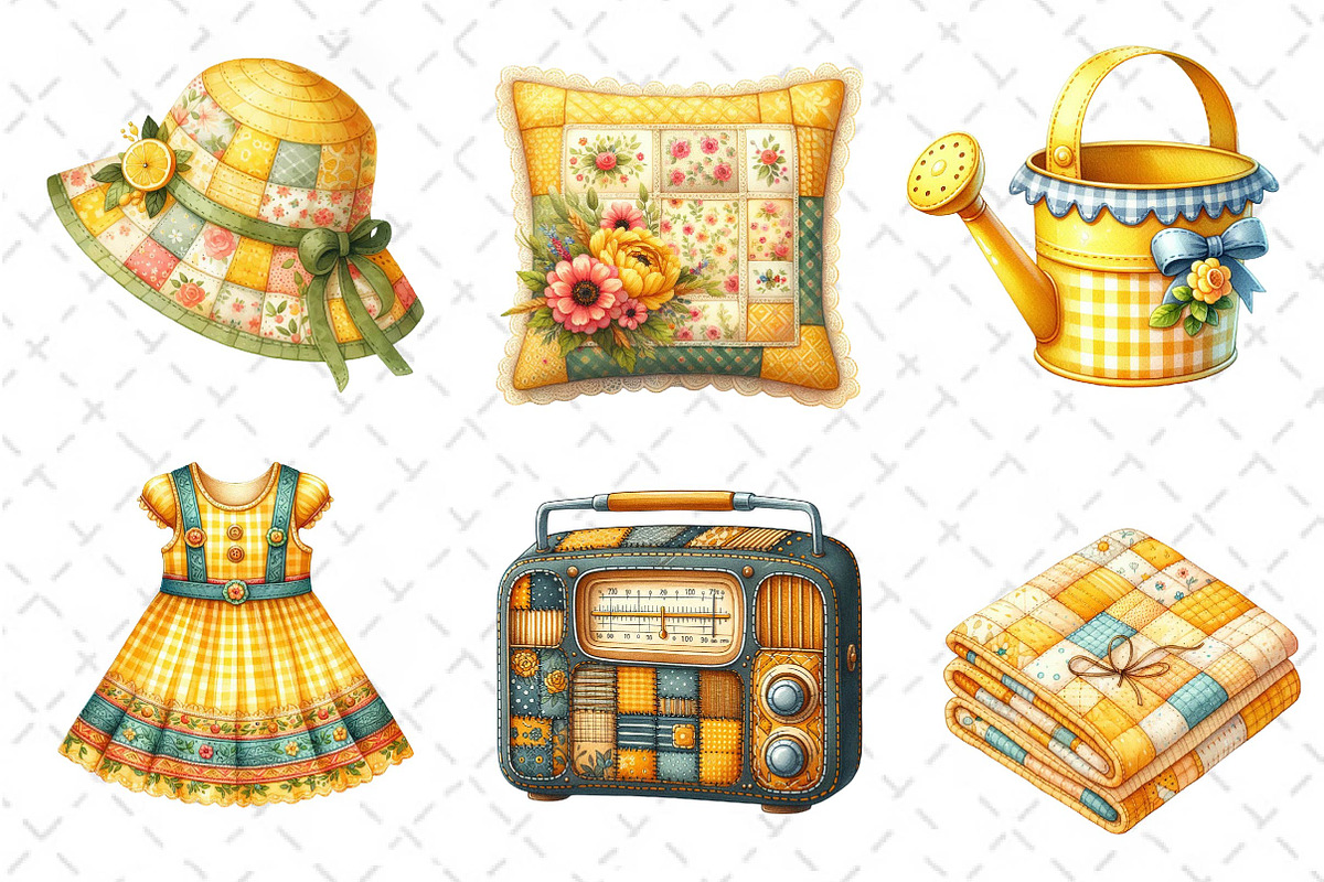 Yellow Patchwork Summer Clipart, an Illustration by Dream Creation (Photo 2 of 6)