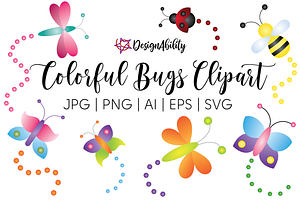 Colorful Bugs Clipart