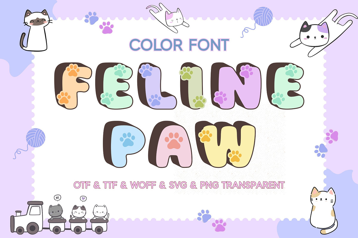 Feline Paw - Color Font, a Sans Serif Font by Adalin Shop (Photo 1 of 3)