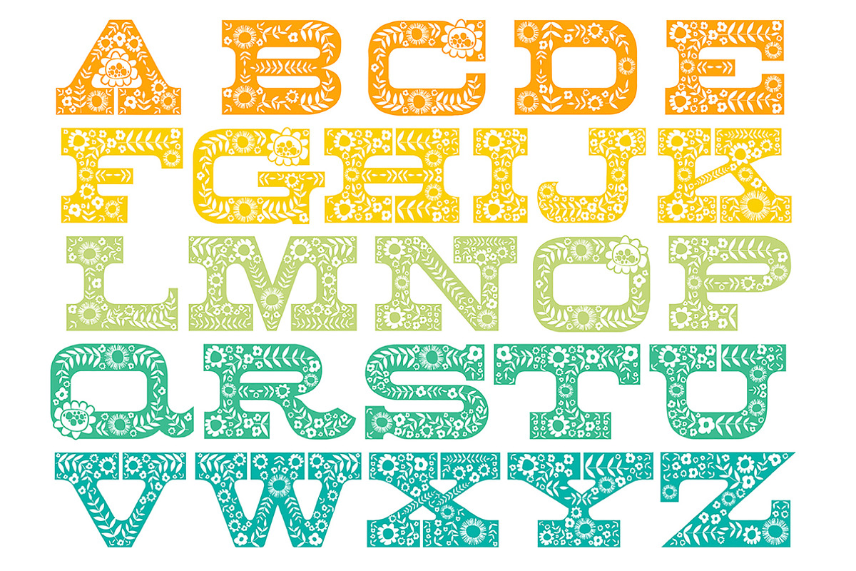 Mila Floral Fill Font preview 2