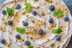 Rustic No Bake Mascarpone Cheesecake Topped With Blueberries Pis, a Food & Drink Photo by Alexander Prokopenko