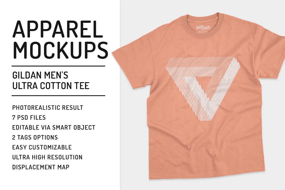 Mens Ultra Cotton Tee Mockups, a Shirt Mockup by GraphicHero (Photo 1 of 6)