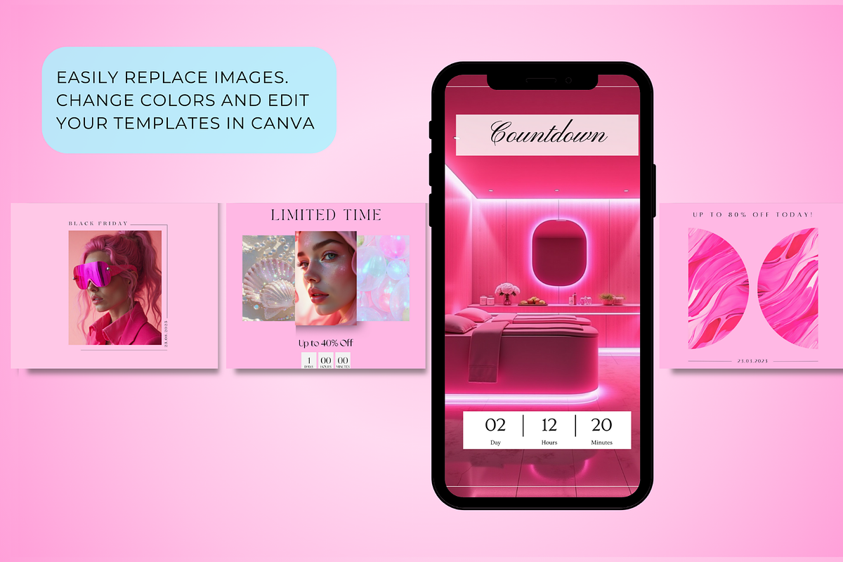 Pink Brand Kit 1000 Templates, a Social Media Template by CopertiniStudio (Photo 5 of 8)