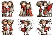 Romantic Valentine Couple Clipart, an Illustration by CraftArtStudio (Thumbnail 3 of 6)