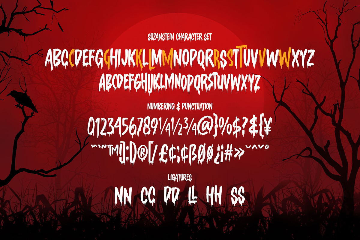 Suzanstein - Horror Font, a Font by Arterfak Project (Photo 9 of 10)