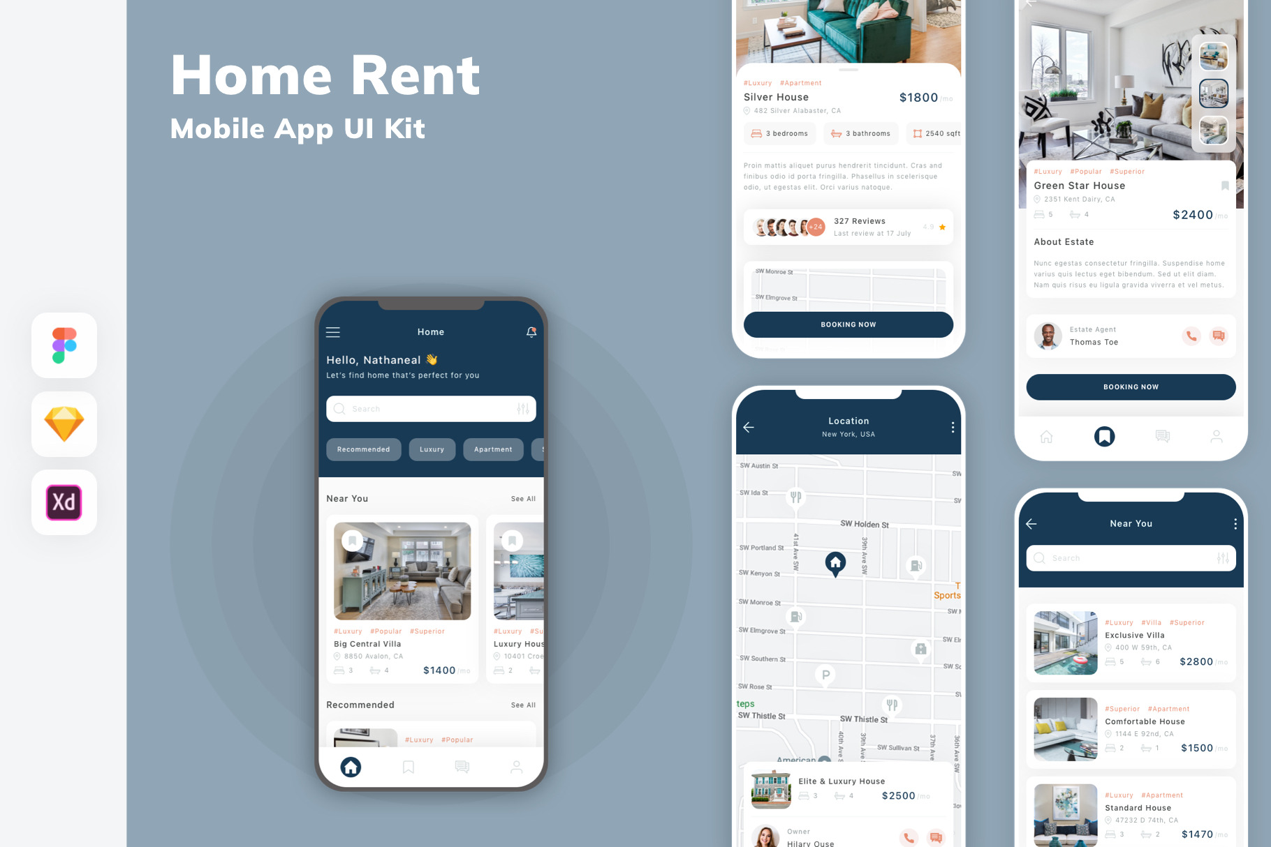 Home Rent Mobile App UI Kit, an UI Kit Template by uicube | Creative Market
