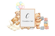 Watercolor Beige Teddy Bear Nursery, an Illustration by Creative Art (Thumbnail 7 of 7)
