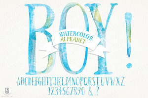 Watercolor Baby Boy Alphabet