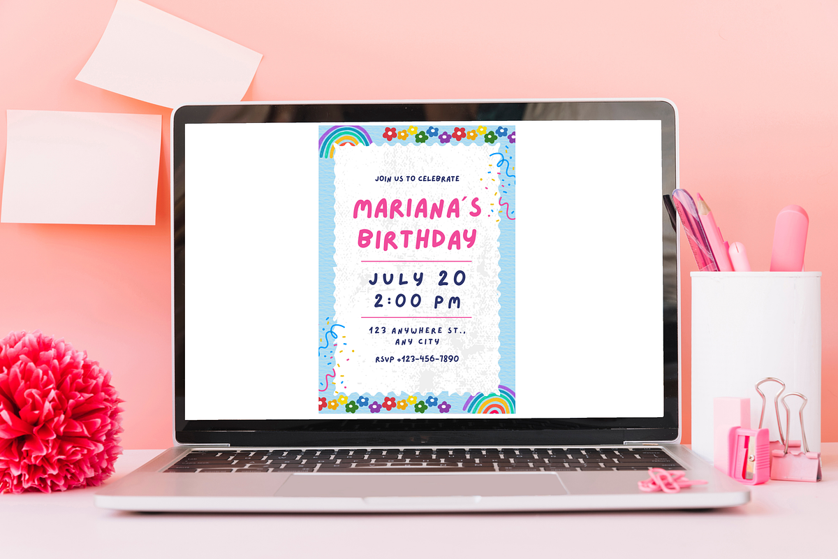 Rainbow Happy Birthday Invitations, a Templates & Theme by TemplateCastleStore (Photo 7 of 9)