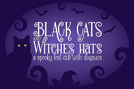 Black Cats and Witches Hats Font Duo