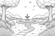 Peaceful Garden Line Art Coloring Se, an Illustration by Designs_River (Thumbnail 7 of 7)