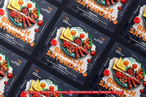 Brunch Square Flyer & Social Media, a Flyer Template by iDoodle Studio
